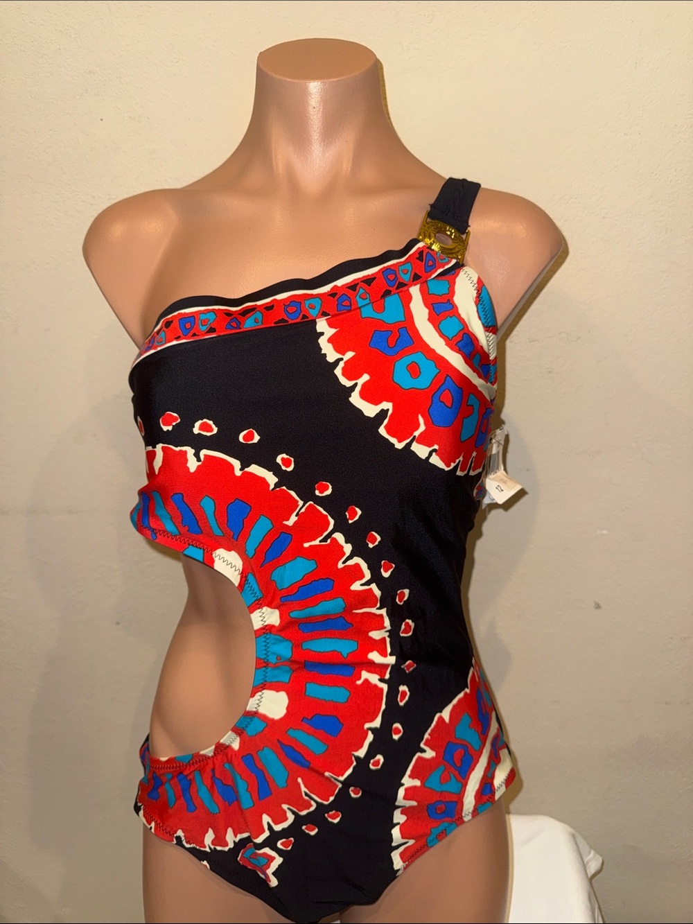 NWT Trina Turk one piece swimsuit one shoulder size 12 - Picture 2 of 4